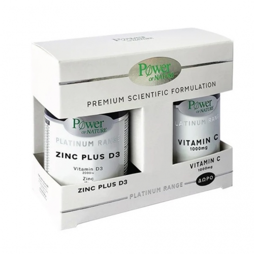Power of Nature Platinum Range Zinc Plus D3 30 Κάψουλες & Δώρο Vitamin C 1000mg 20 Δισκία
